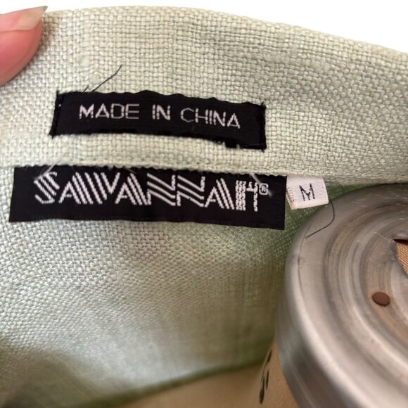 Savannah 100% Silk Mint Green Blazer Pockets & Single Button Closure Oversized M - Picture 5 of 9